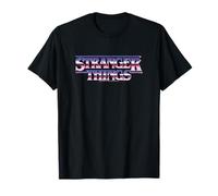Stranger Things Retro 80s Pink Purple Text Logo T-Shirt