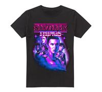 Stranger Things Season 4 Neon Retro Group Logo Unisex T Shirt, Black, X-Large