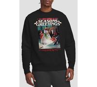 Stranger Things Seasons Greetings Snowman Christmas Sweatshirt, Black | Size: XL Stranger Things Black XL