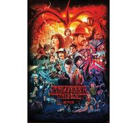 Stranger Things Seasons Montage Poster - Red/Blue/Black - 91.5cm x 61cm x 0.1cm - Red/Blue/Black