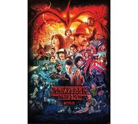 Stranger Things Seasons Montage Poster - Red/Blue/Black - 91.5cm x 61cm x 0.1cm - Red/Blue/Black - Red/Blue/Black