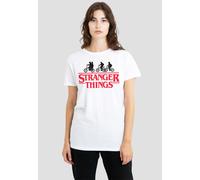 Stranger Things Silhouette Bike Logo Ladies T Shirt, White Stranger Things White M