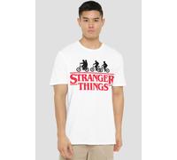 Stranger Things Silhouette Bike Logo T-Shirt, White | Size: 4XL Stranger Things White 4XL