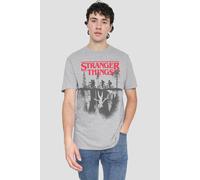 Stranger Things Silhouette Forest Logo T-Shirt, Athletic Heather in Light Grey | Size: 5XL Stranger Things Light Grey 5XL
