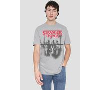 Stranger Things Silhouette Forest Logo T-Shirt, Athletic Heather in Light Grey | Size: Medium Stranger Things Light Grey M