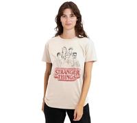 Stranger Things Sketch Group Logo Ladies T Shirt, Natural, Medium
