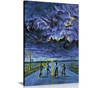 Stranger Things Starry Night Poster Van Gogh Inspired TV Art Framed Canvas Print, Pictures for Home Walls, Bedroom, Living Room & Bathroom Decor 91x61cm (36x24in)