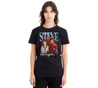 Stranger Things Steve Homage Ladies T Shirt, Black, XX-Large