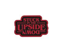 Stranger Things Stuck In The Upside Down Embroidered Iron On Patch - Red/Black