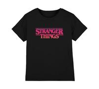 Stranger Things Sunset Logo Girls T Shirt, Black, 7-8 Years