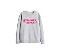 Stranger Things Sunset Logo Kids Sweatshirt, Athletic Heather in Light Grey | Size: 12-13 Years Stranger Things Light Grey 12-13 Years