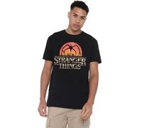 Stranger Things Sunset Logo Unisex T Shirt, Black, Large