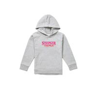 Stranger Things Sunset Logo Youth Kids Pull-Over Hoodie, Athletic Heather in Grey | Size: 5-6 Years Stranger Things Grey 5-6 Years