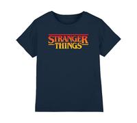 Stranger Things Sunset Pixel Logo Kids T Shirt, Navy, 9-11