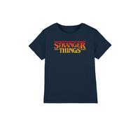 Stranger Things Sunset Pixel Logo Kids T-Shirt, Navy | Size: 9-11 Years Stranger Things Navy 9-11 Years