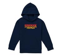 Stranger Things Sunset Pixel Logo Youth Kids Boy/Girls Pull-Over Hoodie, Navy, 7-8