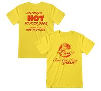 Stranger Things Surfer Boy Pizza Adults Yellow T-Shirt - Medium