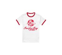 Stranger Things Surfer Boy Pizza Ringer T-Shirt, White/Red | Size: 2XL Stranger Things Multicolor 2XL