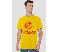 Stranger Things Surfer Boy Pizza T-Shirt, Yellow | Size: 4XL Stranger Things Yellow 4XL