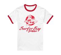 Stranger Things Surfer Boy Pizza Unisex T Shirt, White/Red, XXX-Large