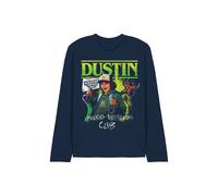 Stranger Things Tales From 85 Dustin Long Sleeve T-Shirt, Navy | Size: Large Stranger Things Navy L