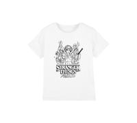 Stranger Things Tales From 85 Group Sketch Kids T-Shirt, White | Size: 7-8 Years Stranger Things White 7-8 Years