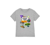 Stranger Things Tales From 85 Scrapbook Icons Kids Tee, Athl Heather in Light Grey | Size: 12-13 Years Stranger Things Light Grey 12-13 Years