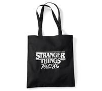 Stranger Things Tales From 85 Sketch Logo Invert Grocery Travel Reusable Tote Bag, Black, 38X42Cm