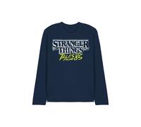 Stranger Things Tales From 85 Two Tone Logo Long Sleeve T-Shirt, Navy | Size: Large Stranger Things Navy L