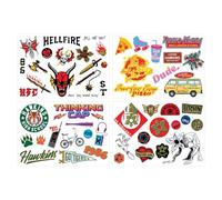 Stranger Things Tech Decals - Officially Licensed Vinyl Sticker Set, Demogorgons, Hellfire Club, Hawkins High & Town Logos, 4 Sheets