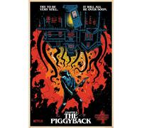 Stranger Things The Piggyback Poster - Black/Red/Blue - 91.5cm x 61cm x 0.1cm - Black/Red/Blue - Black/Red/Blue