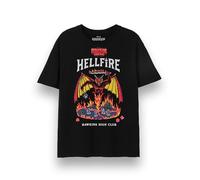 Stranger Things Unisex T-Shirt | Adults Hellfire Club Short Sleeve Graphic Tee in Black | Hawkins High Club Devil & Fire Apparel Top | Netflix TV Show Merchandise Gift