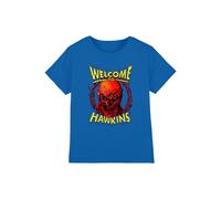 Stranger Things Vecna Welcome To Hawkins Kids T-Shirt, Royal in Blue | Size: 12-13 Years Stranger Things Blue 12-13 Years