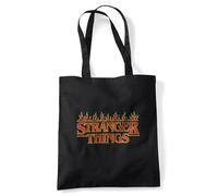 Stranger Things Vintage Fire Logo Grocery Travel Reusable Tote Bag, Black