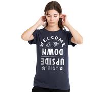 Stranger Things Welcome To The Upside Down Ladies T Shirt, Deep Navy Stranger Things Navy L