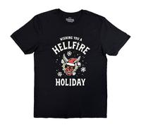 Stranger Things Wishing You A Hell Fire T-Shirt in Black | Size: Medium Stranger Things Black M