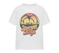 Stranger Things Womens 80s Sunset Group Mind Flayer T-Shirt - White - White - L