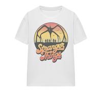 Stranger Things Womens 80s Sunset Group Mind Flayer T-Shirt - White - White - M