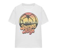 Stranger Things Womens 80s Sunset Group Mind Flayer T-Shirt - White - XL - White