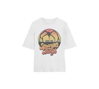 Stranger Things Women's 80'S Sunset Mindflayer Group Oversized T-Shirt, White | Size: Large Stranger Things White L
