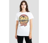 Stranger Things Women's 80'S Sunset Mindflayer Group T-Shirt, White | Size: Small Stranger Things White S