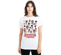 Stranger Things Women's Cartoon Characters Ladies T Shirt, White, XL