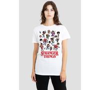 Stranger Things Women's Cartoon Characters T-Shirt, White | Size: Large Stranger Things White L