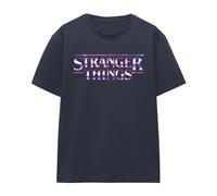 Stranger Things Womens Chrome Logo T-Shirt - Deep Navy - Deep Navy - M