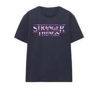 Stranger Things Womens Chrome Logo T-Shirt - Deep Navy - L - Deep Navy