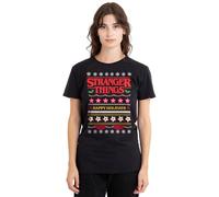 Stranger Things Women's Demogorgon Ugly Christmas Jumper Ladies T Shirt, Black, L