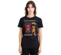 Stranger Things Womens Dustin Homage Ladies Shirt, Black, Black, S UK