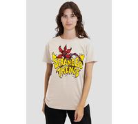 Stranger Things Women's Flames Demogorgon T-Shirt, Natural in Beige | Size: Large Stranger Things Beige L