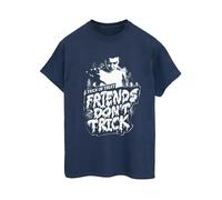 Stranger Things Womens Friends Don´t Trick Cotton Boyfriend T-Shirt - Navy Blue - Navy Blue - S
