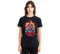 Stranger Things Women's Group Poster Ladies T Shirt, Black, S